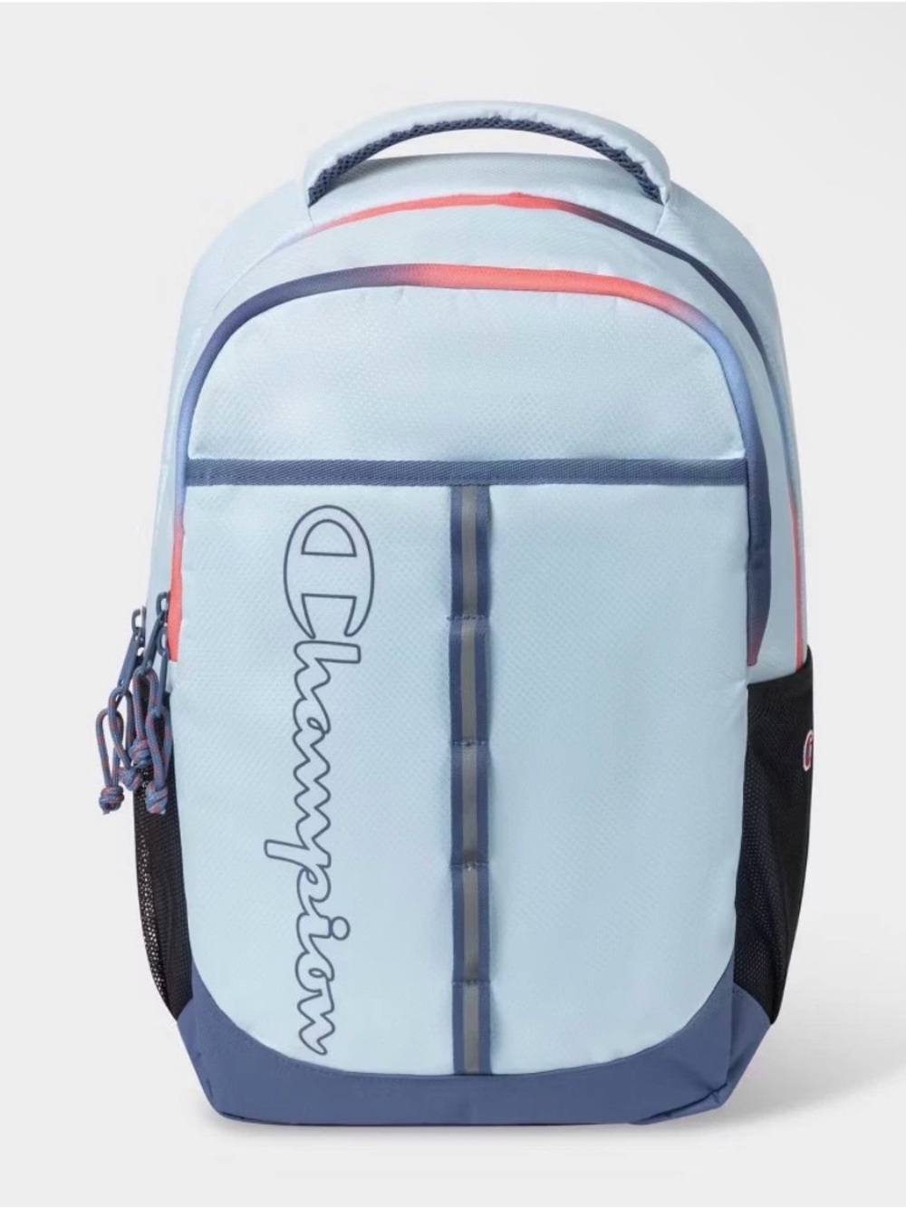 Champion Center Backpack Light Blue Navy Colorblock Reflective 15” Laptop